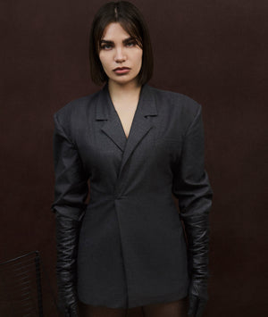 Grey Fitted Blazer Dress