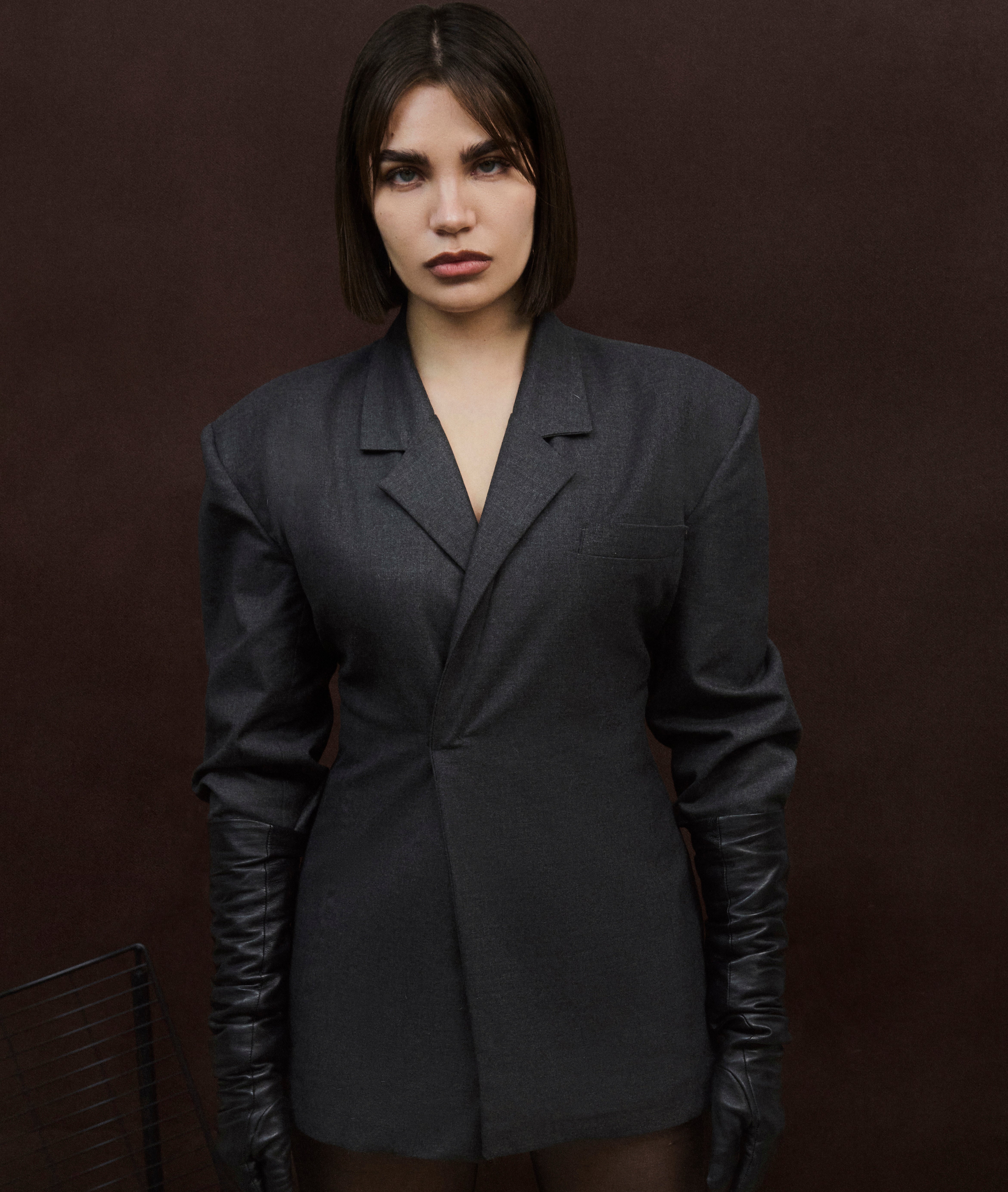 Grey Fitted Blazer Dress