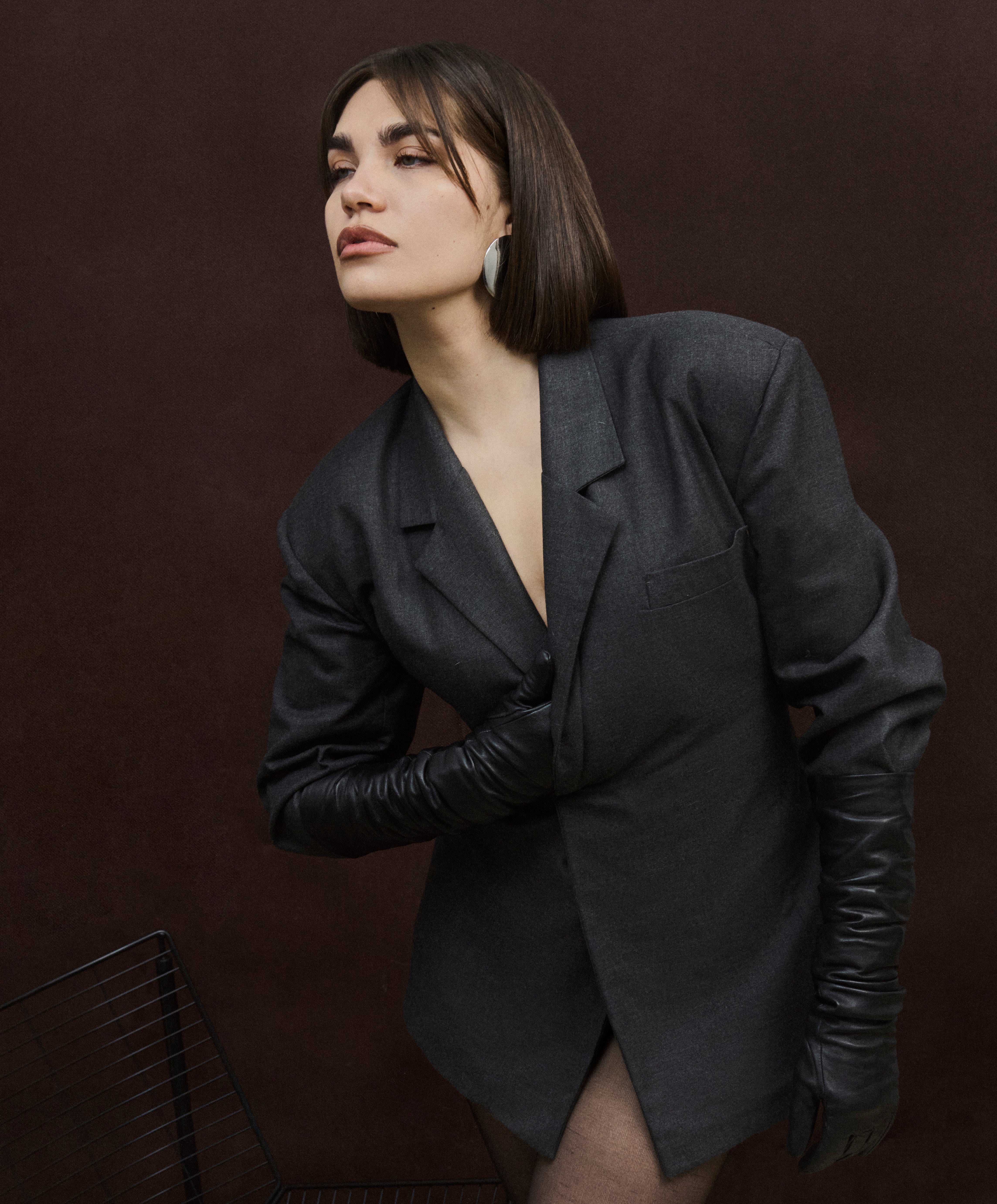 Grey Fitted Blazer Dress