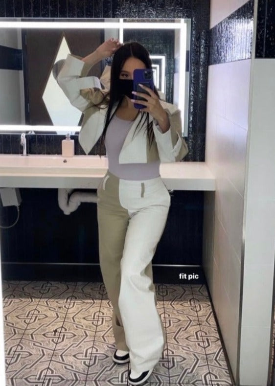 // FAOUZIA// White Croc /Nude Pants