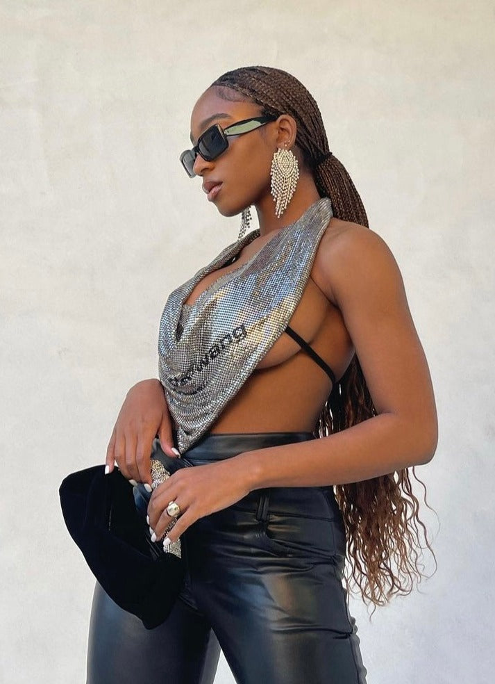 //NORMANI// Double Waistband Leather Pants