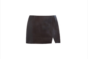 Brown Leather Mini Skirt