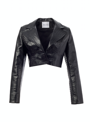 //SALMA ABU DEIF//Black Croc Blazer