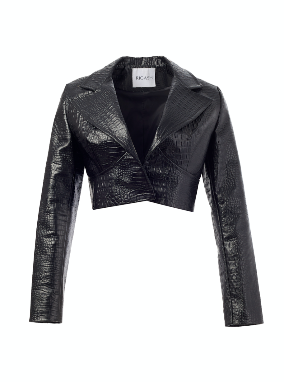 //SALMA ABU DEIF//Black Croc Blazer