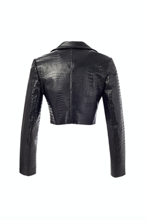 //SALMA ABU DEIF//Black Croc Blazer