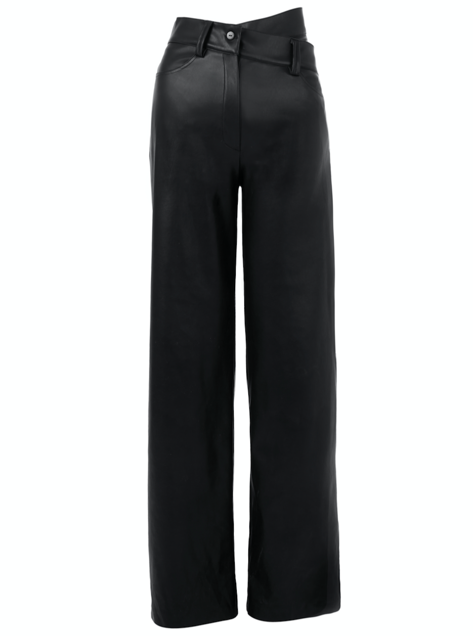 //NORMANI// Double Waistband Leather Pants