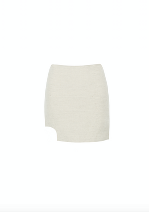 Dip Waist Mini Skirt - Nude