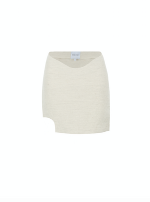 Dip Waist Mini Skirt - Nude
