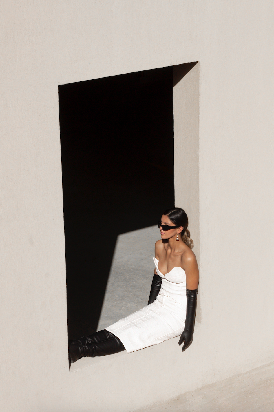 White Checkered Leather Corset