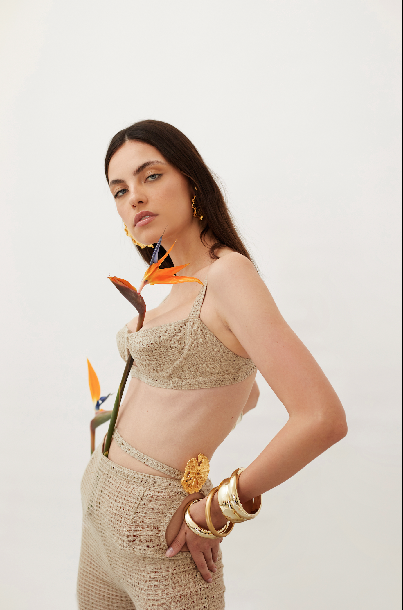 Nude Linen Mesh Bralette