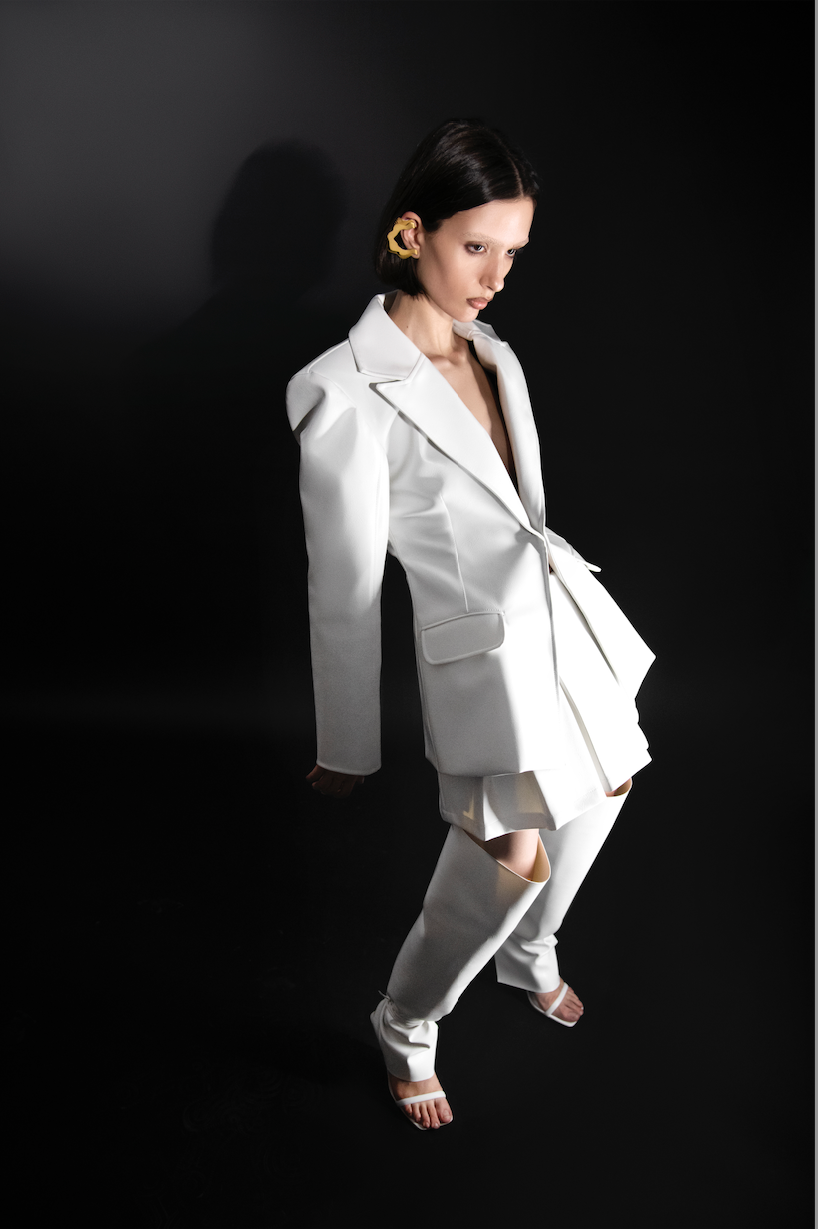 //SELENA GOMEZ// White Pleated Leather Skirt