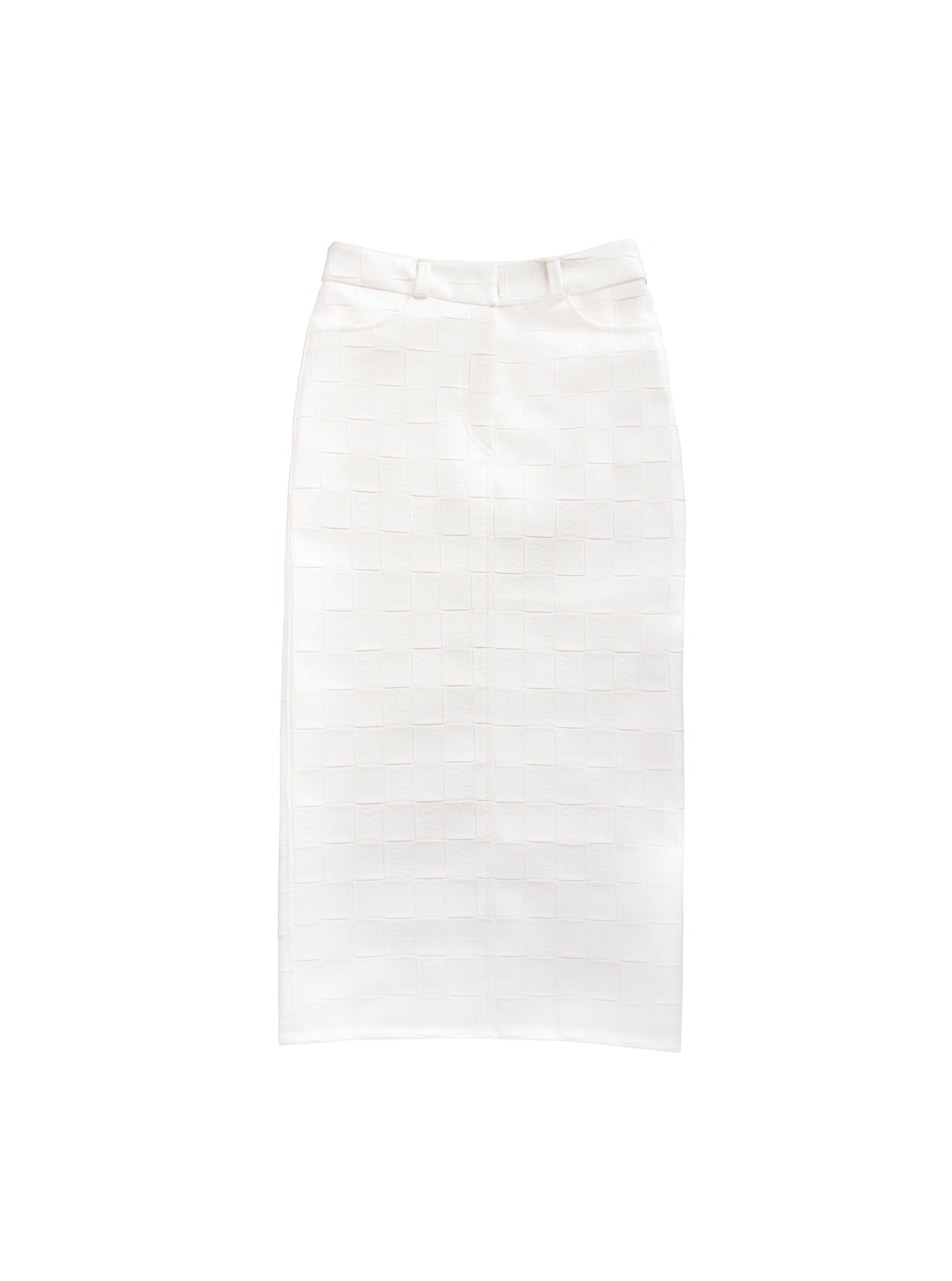 //SELENA GOMEZ// White Pleated Leather Skirt