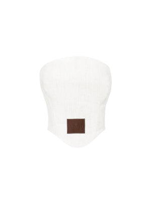 //BECKY G// Dipped Hem Corset Top - White