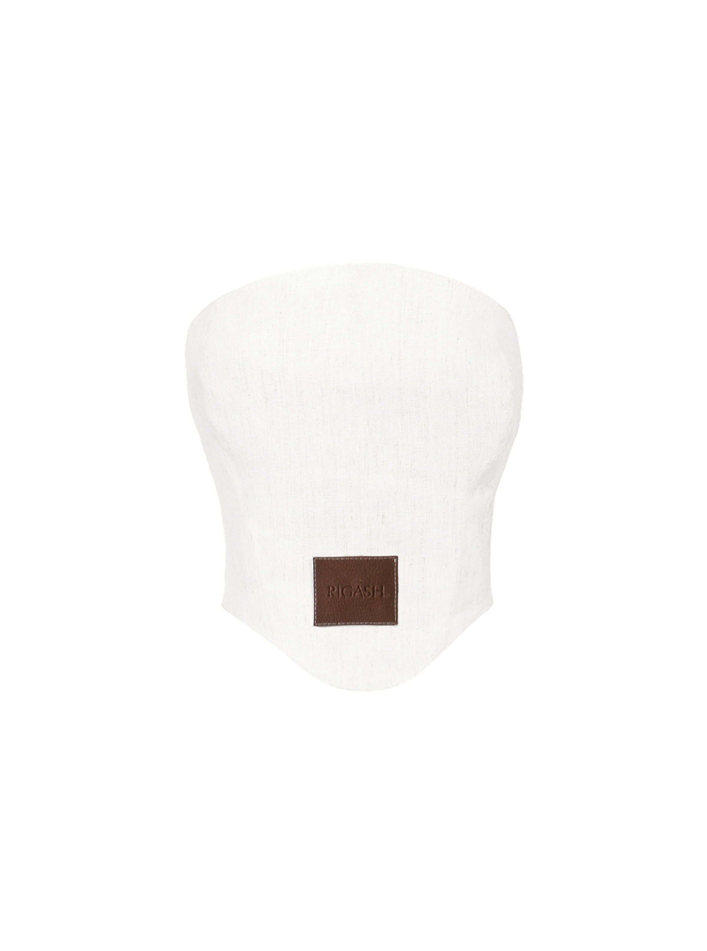 //BECKY G// Dipped Hem Corset Top - White