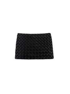 Black Quilted Leather Skirt