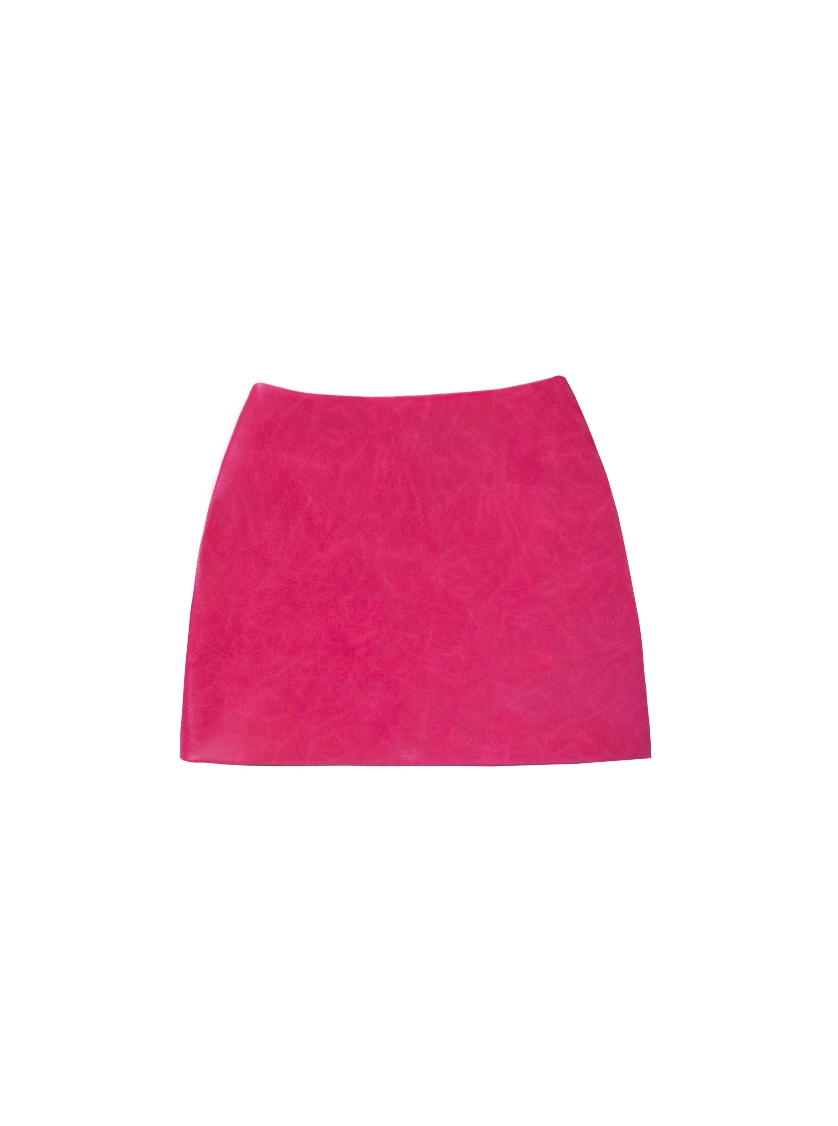 Fuchsia Leather Mini Skirt