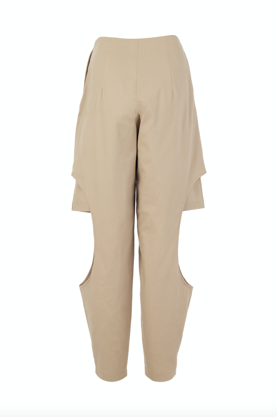 Nude gabardine two layered pant/shorts with side cut outs.