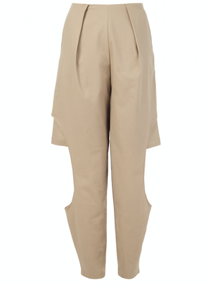 Nude gabardine two layered pant/shorts with side cut outs.