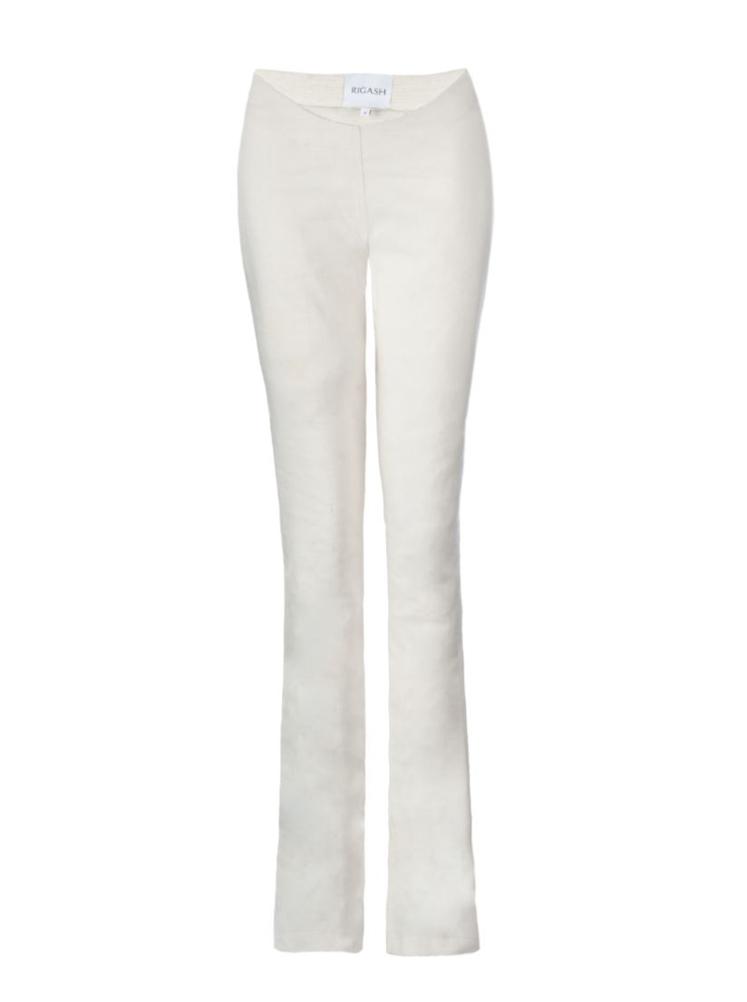 Dip-Waist Kick Flare Pants- White