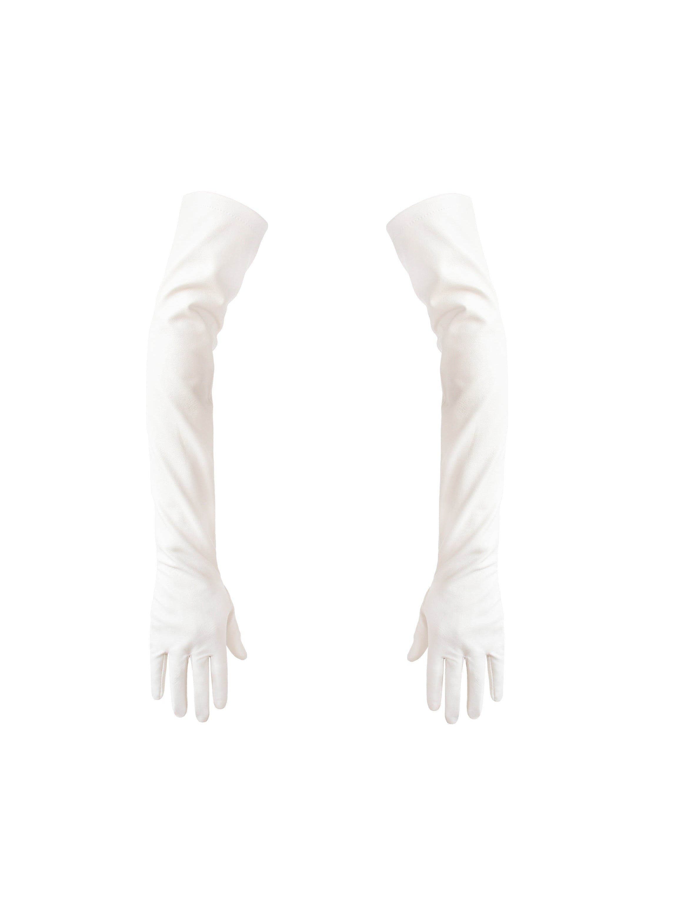 White faux leather gloves.